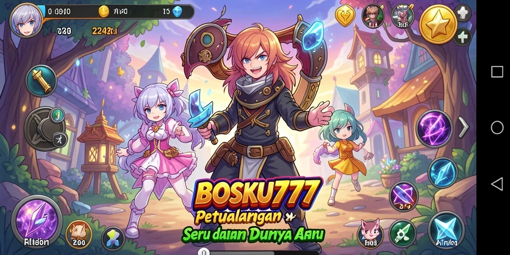 Tampilan gameplay BOSKU777 dengan karakter Anime yang menarik.