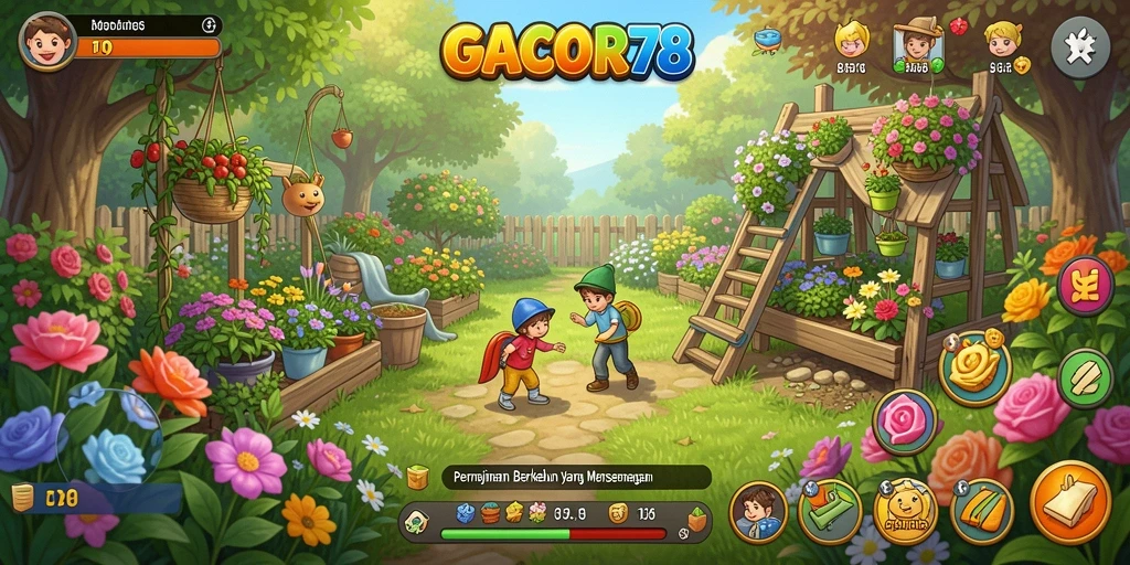 Tampilan gameplay menarik dari GACOR78 yang menunjukkan aktivitas berkebun.