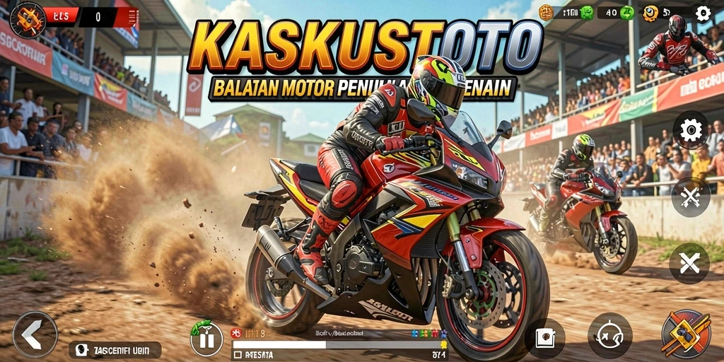 Tampilan gameplay KASKUSTOTO yang mendebarkan saat balapan motor.