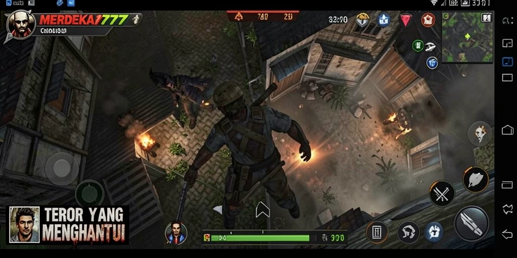 Tangkapan layar gameplay yang menakutkan dari MERDEKA777.