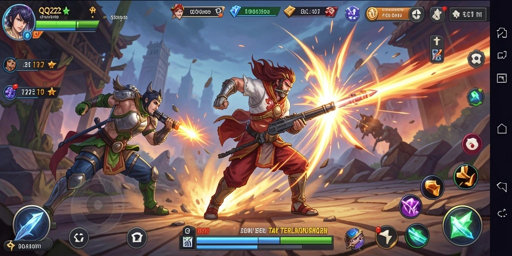 Tampilan gameplay seru di QQ222 dengan pertarungan mendebarkan.