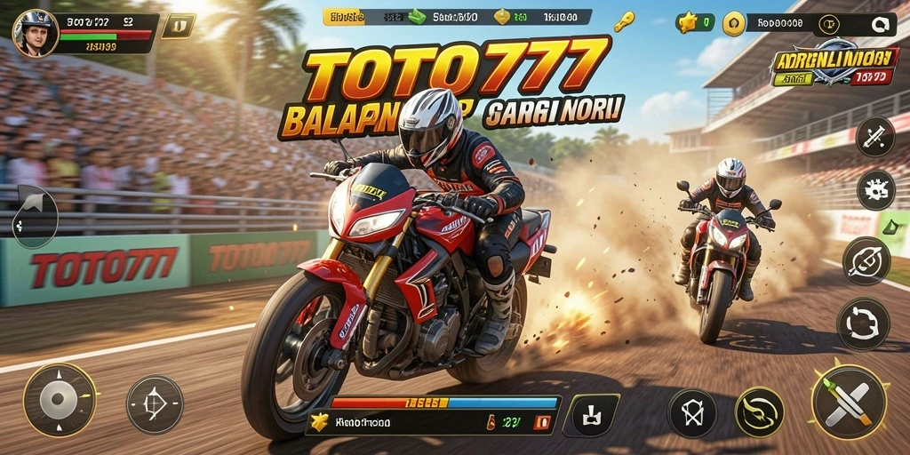 Screenshot gameplay seru balapan motor di TOTO777.