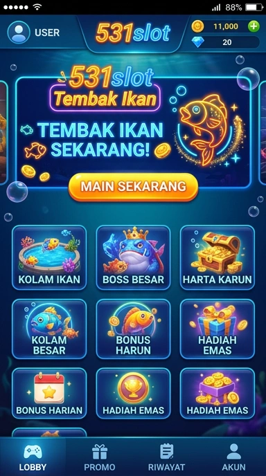 Screenshot aplikasi 531slot menunjukkan berbagai pilihan aplikasi menarik.